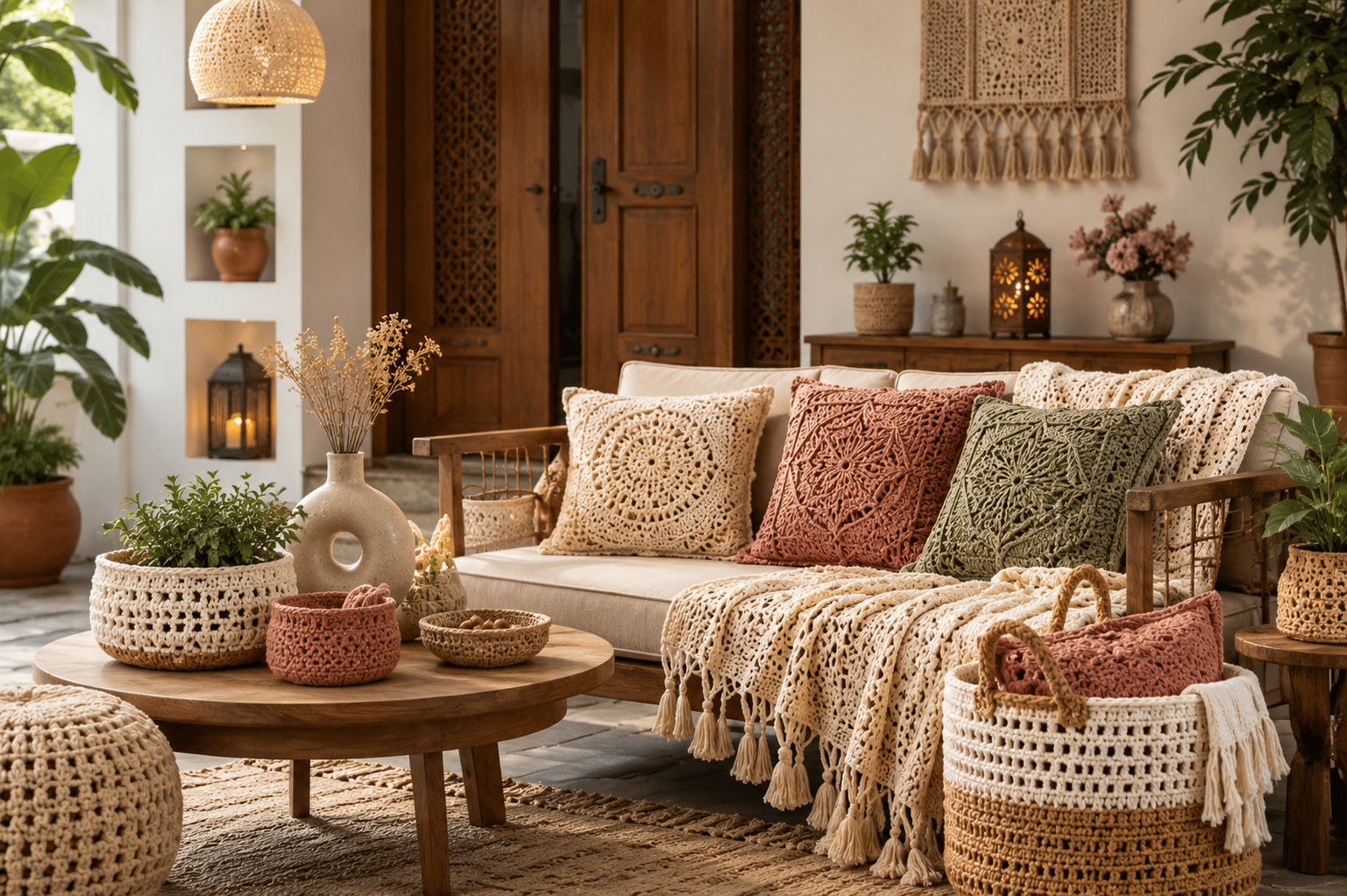Handcrafted crochet home decor by Crochet India